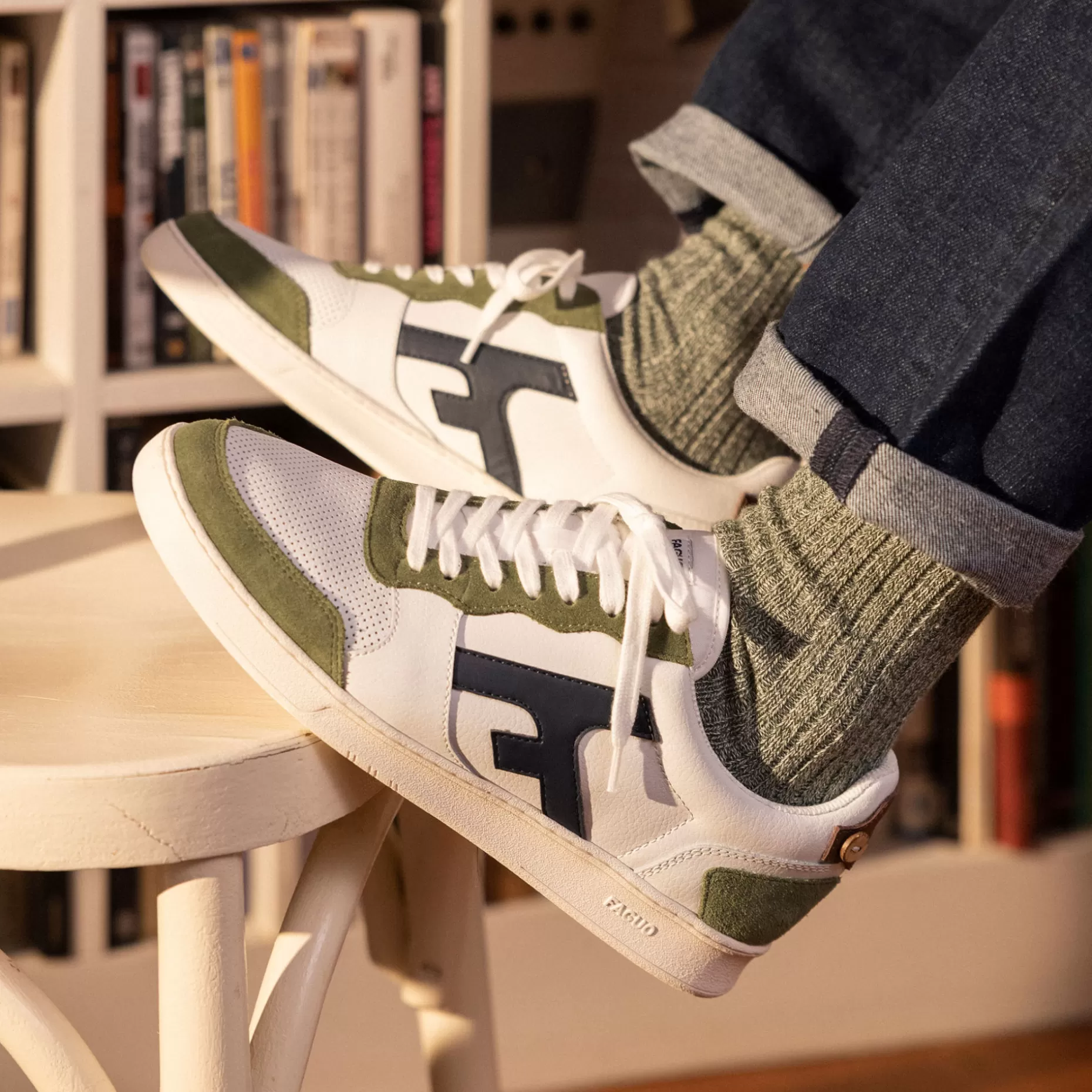 FAGUO Les Hazel*Baskets Blanche & Kaki