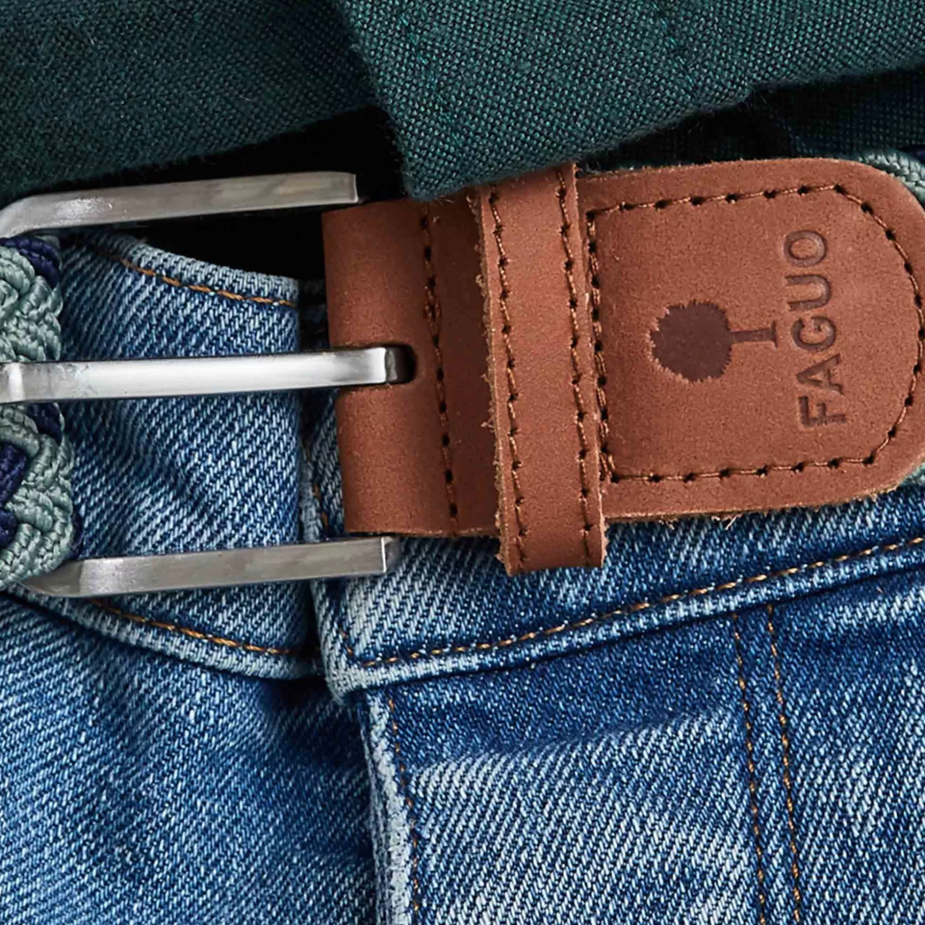 FAGUO Ceintures*Ceinture En Polyester Recycle Et Elasthanne Vert & Bleu - Modele Belt