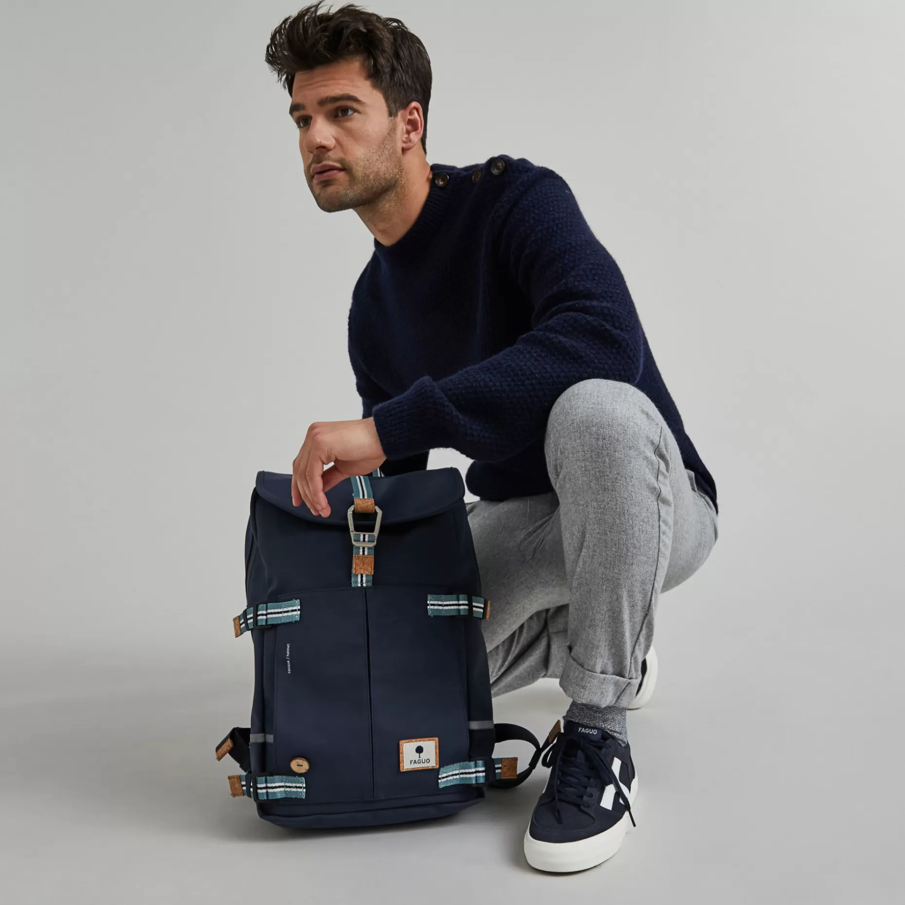 FAGUO Sacs Déperlants*Sac A Dos En Polyester Recycle Bleu Marine - Modele Commuter