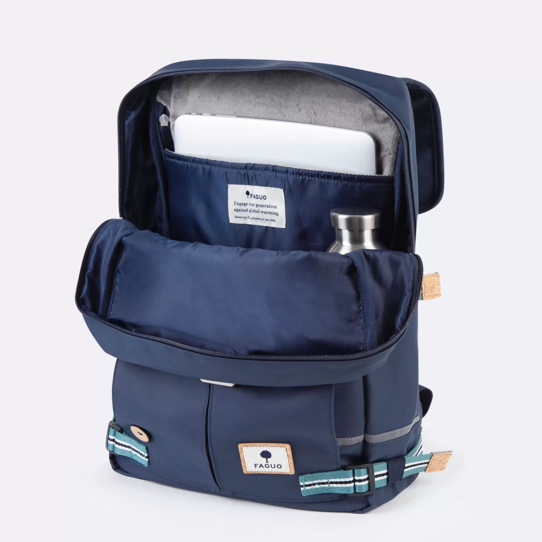 FAGUO Sacs Déperlants*Sac A Dos En Polyester Recycle Bleu Marine - Modele Commuter