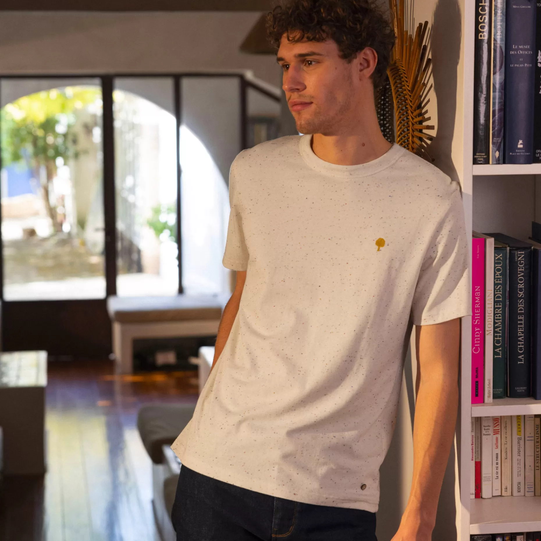 FAGUO T-Shirts*T-Shirt Col Rond Ecru & Multicolore