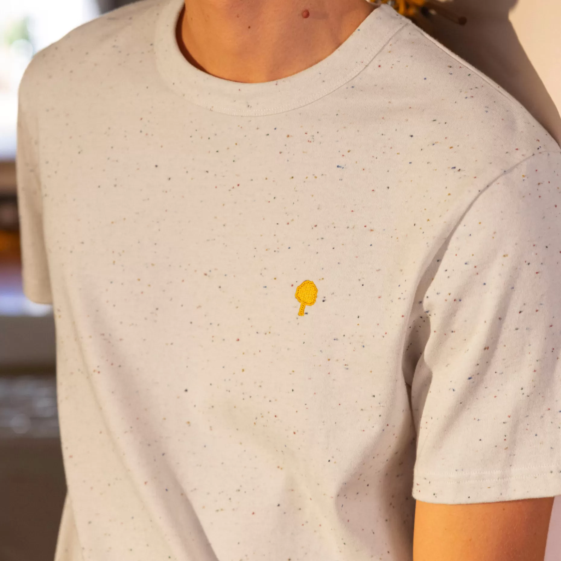 FAGUO T-Shirts*T-Shirt Col Rond Ecru & Multicolore