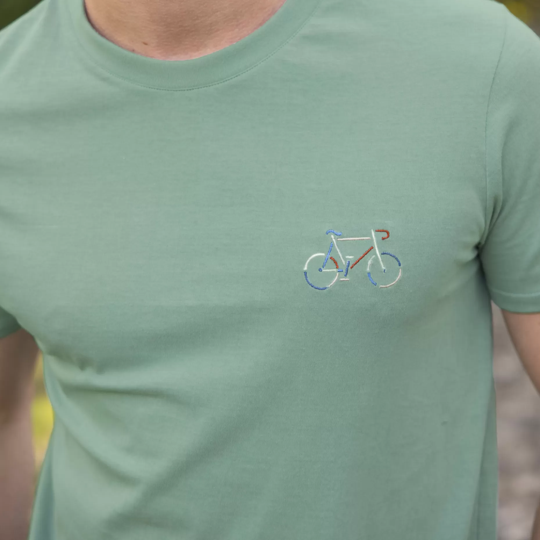 FAGUO T-Shirts*T-Shirt Col Rond Vert Clair Velo Multicolore